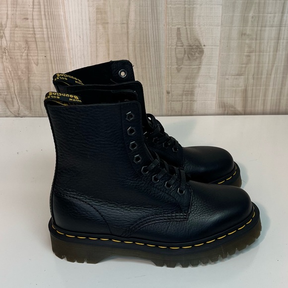 Dr. Martens Shoes - Dr. Martens 1460 Pascal Black Combat Moto Women's Boots Size 6